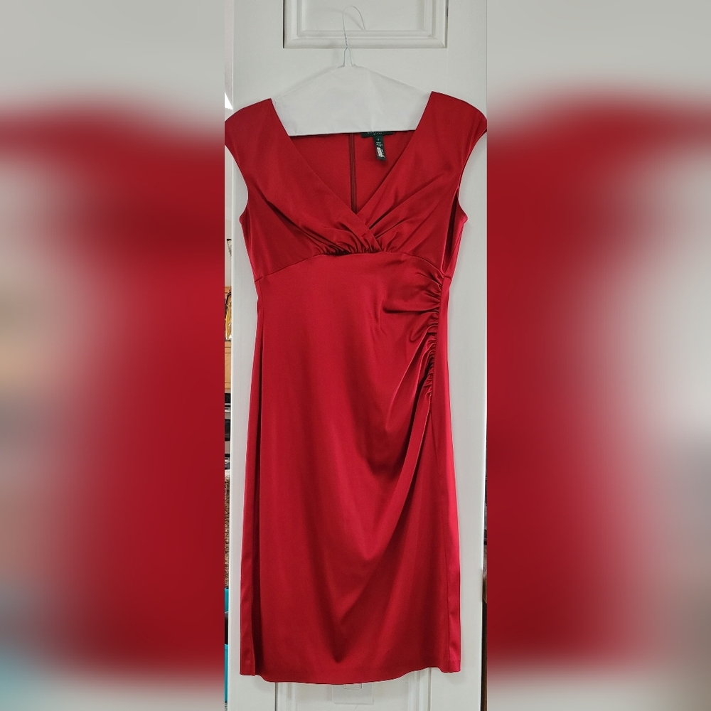 Ralph Lauren Satin Red Cocktail Dress, size 6